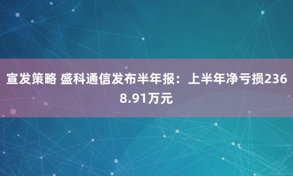 宣发策略 盛科通信发布半年报：上半年净亏损2368.91万元